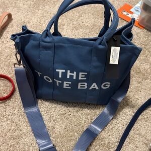 The Tote Bag Blue Canvas Crossbody Tote